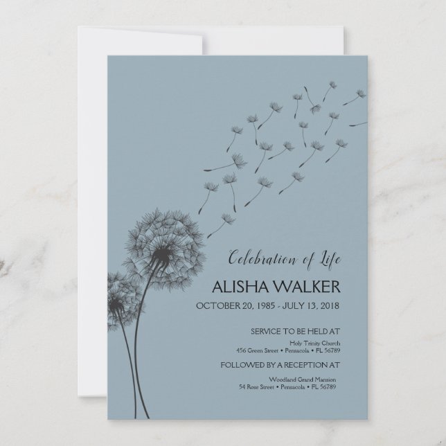 Firande av livsinbjudan, Memorial Service Inbjudningar (Framsida)