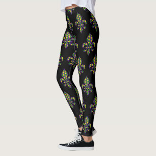 Firande av Mardi Gras Carnival Black Leggings