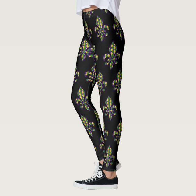 Firande av Mardi Gras Carnival Black Leggings (Vänster)