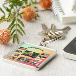 Firande av mormors kärlek 10 foton fyrkantig silverfärgad nyckelring