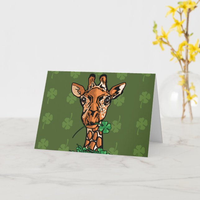 Firande av St. Patrick:s dag-giraff Kort (Gul blomma)