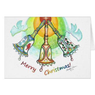 Firande av vintern, kardinaler, järnek, snö hälsningskort