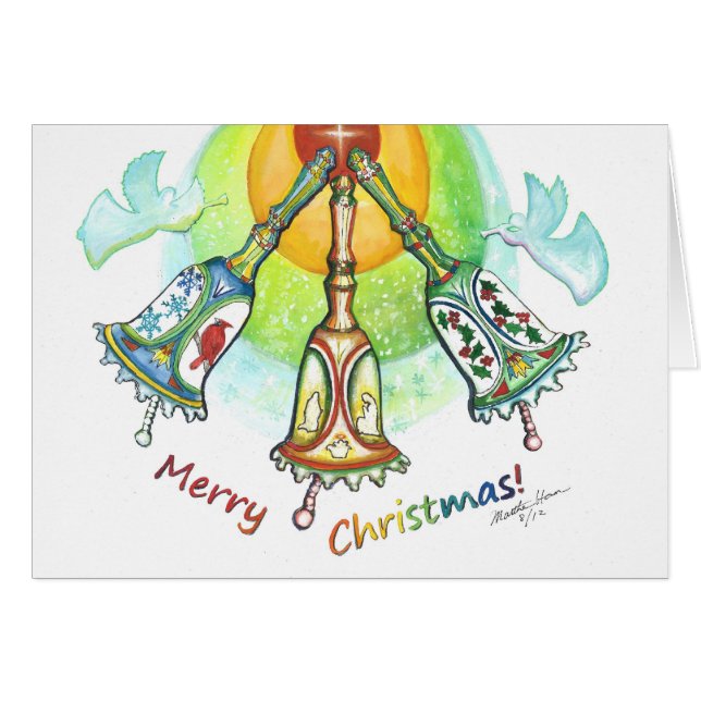 Firande av vintern, kardinaler, järnek, snö hälsningskort (Framsidan Horizontal)