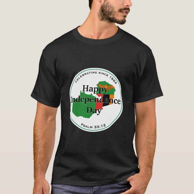 Firande av ZAMBIA OBEROENDE Zambias Flagga T Shirt (Framsida)