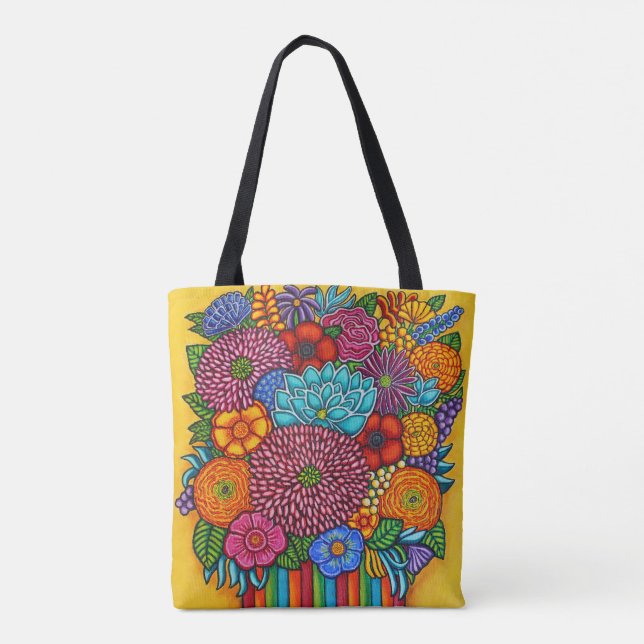 Firande Bouquet över hela Tote Bag Tygkasse (Baksida)