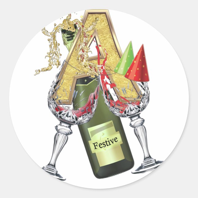 Firande brev A Zazzle Runt Klistermärke (Framsida)