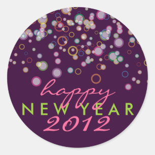 Firande Bubbles Gott nytt år Kväll Runt Klistermärke