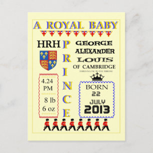 Firande Cards kunglig Prince George av Cambridge Vykort