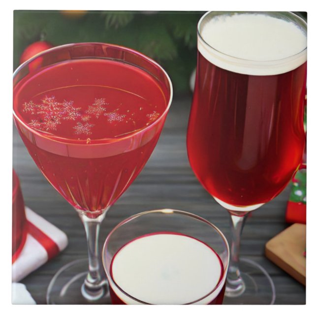 Firande Cherry Red Drinks Kakelplatta (Framsidan)