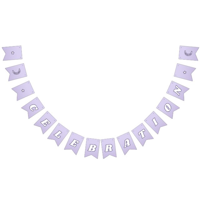 Firande Cute Lavender Lila Funky Lettering Vimplar (Alla)