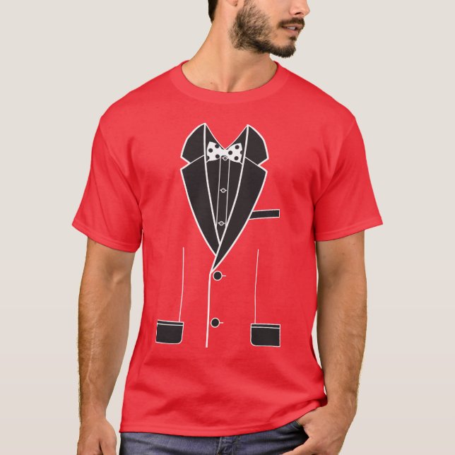 Firande Elegant Tuxedo-isolerad vit kontur T Shirt (Framsida)