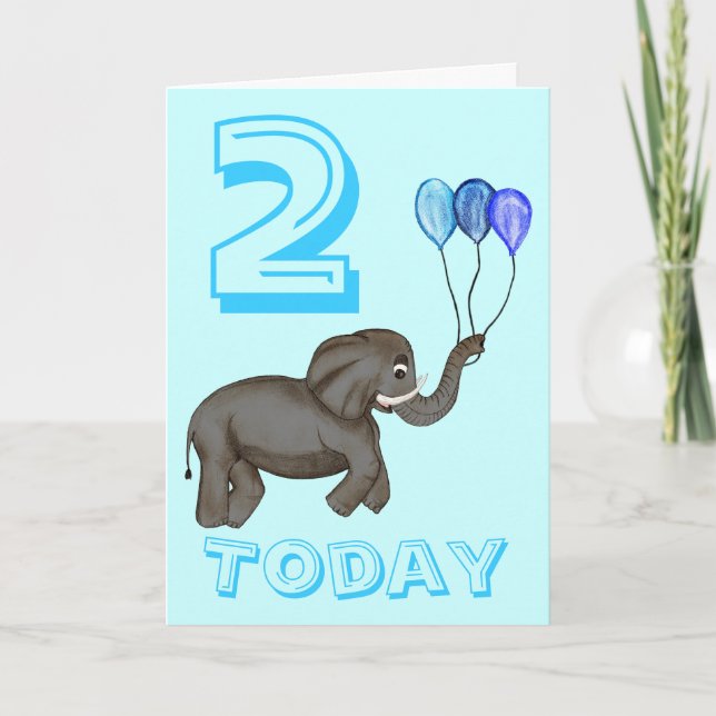 Firande Elephant (blått) Kort (Framsida)