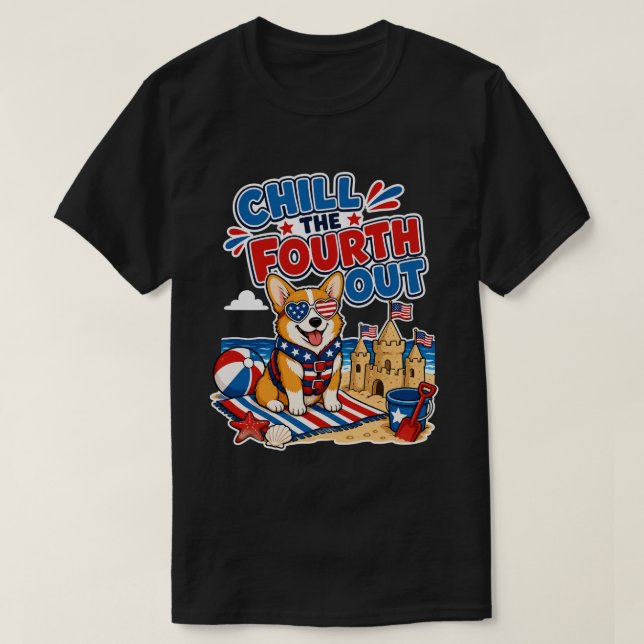 Firande fjärde juli patriotisk Corgi T Shirt (Design framsida)