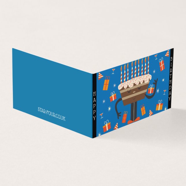 Firande-födelsedagsslamma - blått kort (Utsida)