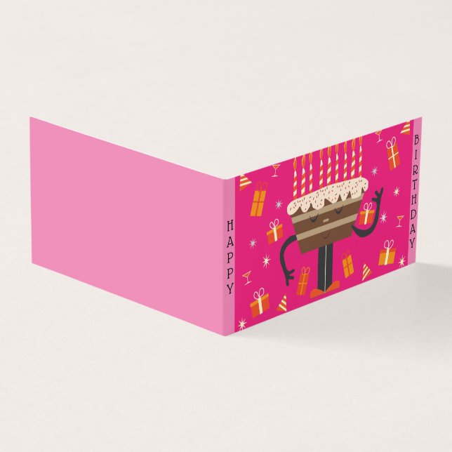 Firande födelsedagssvammel - Rosa Kort (Utsida)