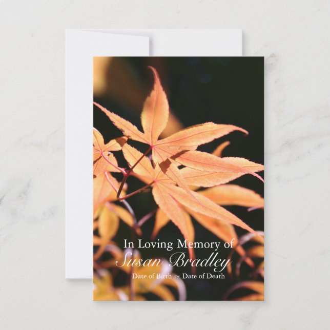 Firande för lönnträd 2 av livminnesgudstjänst inbjudningar (Framsida)