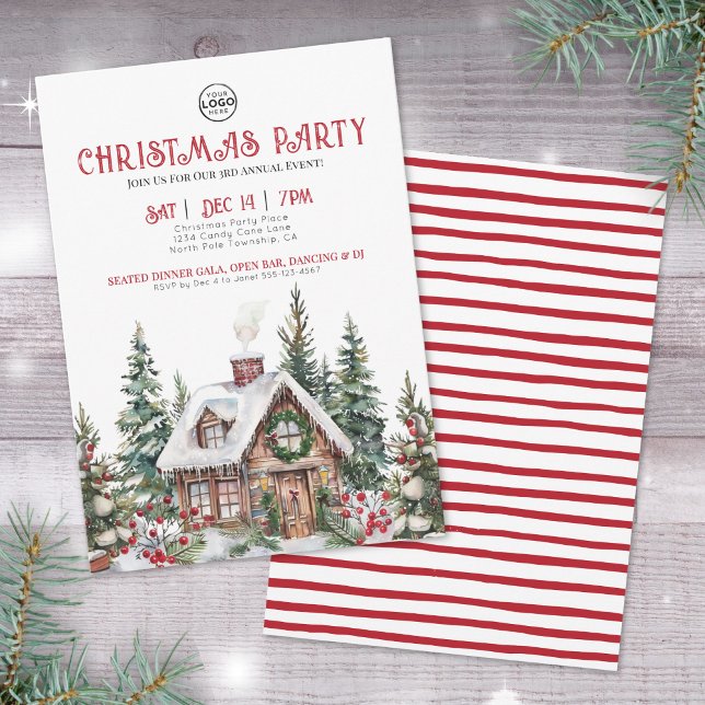Firande Företag Jul Holidayfestlighet Inbjudningar (Festive Winter Watercolor Business Christmas Party Invitation )