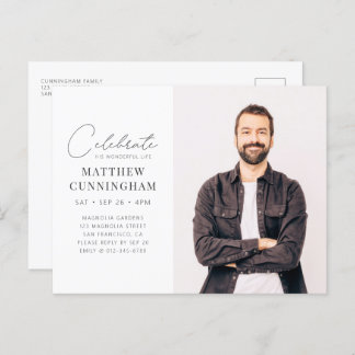 Firande Hans underbara, moderna, enkla foto Inbjudan Vykort