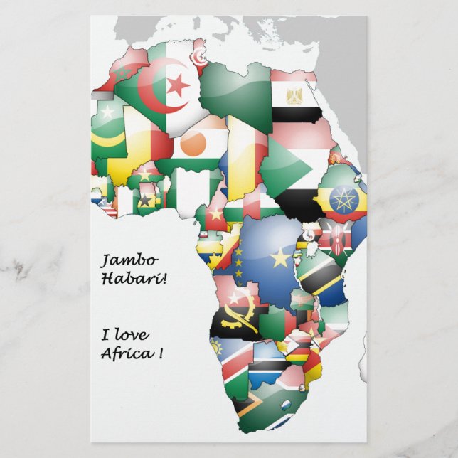 Firande i Afrikan i Flaggor Design Brevpapper (Framsida)