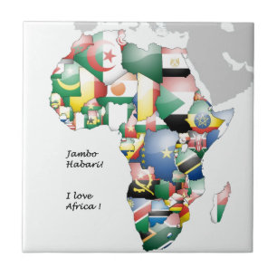 Firande i Afrikan i Flaggor Design Kakelplatta