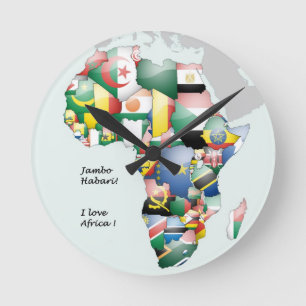 Firande i Afrikan i Flaggor Design Rund Klocka