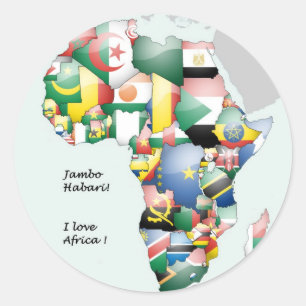 Firande i Afrikan i Flaggor Design Runt Klistermärke