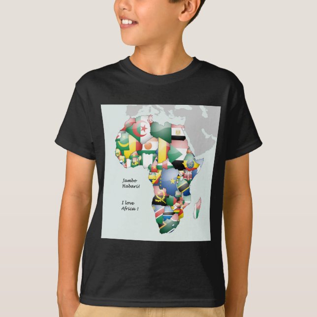 Firande i Afrikan i Flaggor Design T Shirt (Framsida)