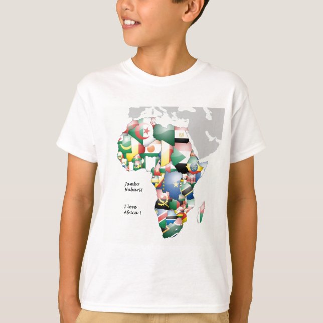 Firande i Afrikan i Flaggor Design Tee Shirt (Framsida)
