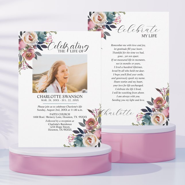 Firande i Blommigten för Life Memorial Photo & Dik Inbjudningar (Skapare uppladdad)