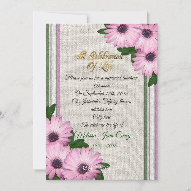 Firande i daisy för livinbjudan på nätet inbjudningar (Framsida)