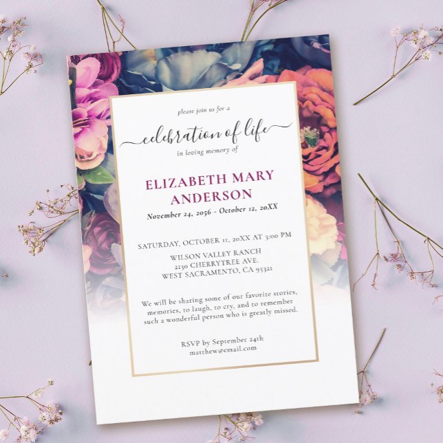 Firande i den Moody Blommigten Life Memorial Inbjudningar (Skapare uppladdad)