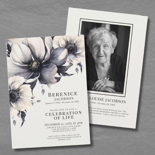 Firande i Eleganten för livstidsminnesstund Inbjudningar (Celebration Of Life Elegant Memorial Service Invitation)