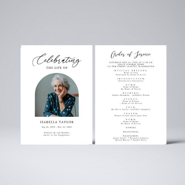 Firande i foto för livets begravningsorder program (Skapare uppladdad)