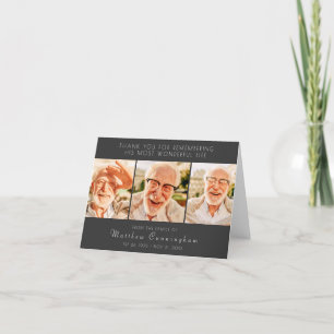 Firande i hans livets moderna, enkla tre foton tack kort