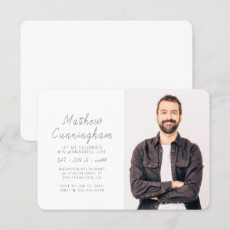 Firande i hans underbara moderna foto i livet inbjudningar