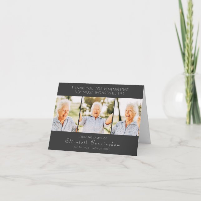 Firande i hennes livets moderna, enkla tre foton tack kort (Framsida)