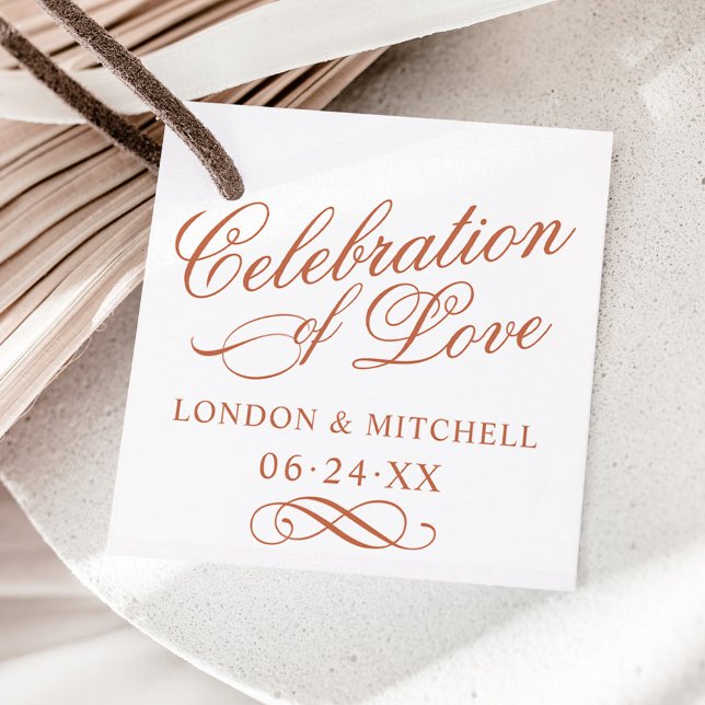 Firande i Kärlek Terracotta Bröllop Monogram Gåvor Etiketter (Skapare uppladdad)