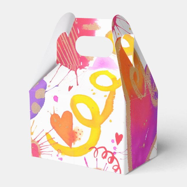 Firande i Kärlek vattenfärghjärtor Presentaskar (Framsidan Sidan)