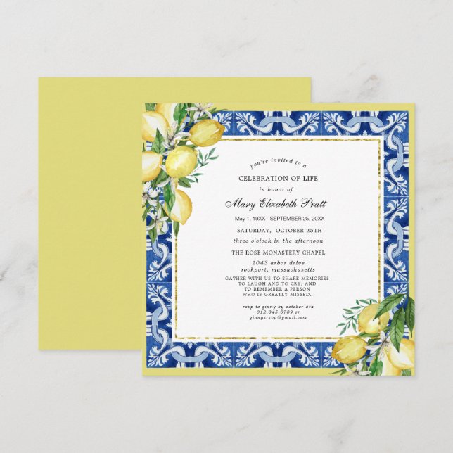 Firande i Lemon Square Inbjudningar (Fram/baksida)