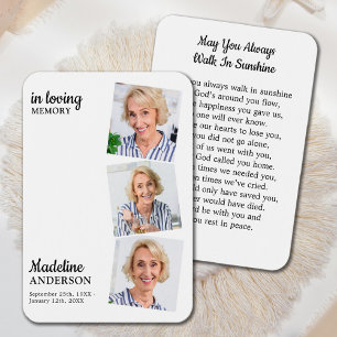 Firande i Life 3 Photo Memorial Prayer Card Visitkort