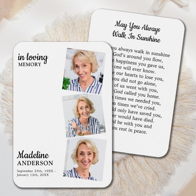 Firande i Life 3 Photo Memorial Prayer Card Visitkort (Skapare uppladdad)