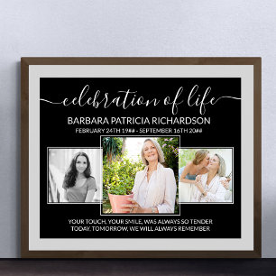 Firande i Life 3 Photo Memorial Verse Funeral Poster
