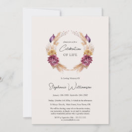 Firande i Life 4 Foto Autumn Blommigt Funeral Inbjudningar