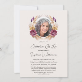 Firande i Life 5 Foto Autumn Blommigt Funeral Inbjudningar