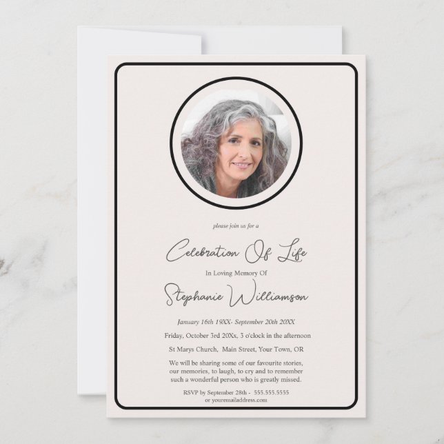 Firande i Life 6 Fotobegravningstjänst Inbjudningar (Framsida)