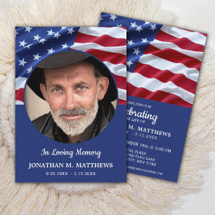 Firande i Life American Flagga Photo Funeral Inbjudningar