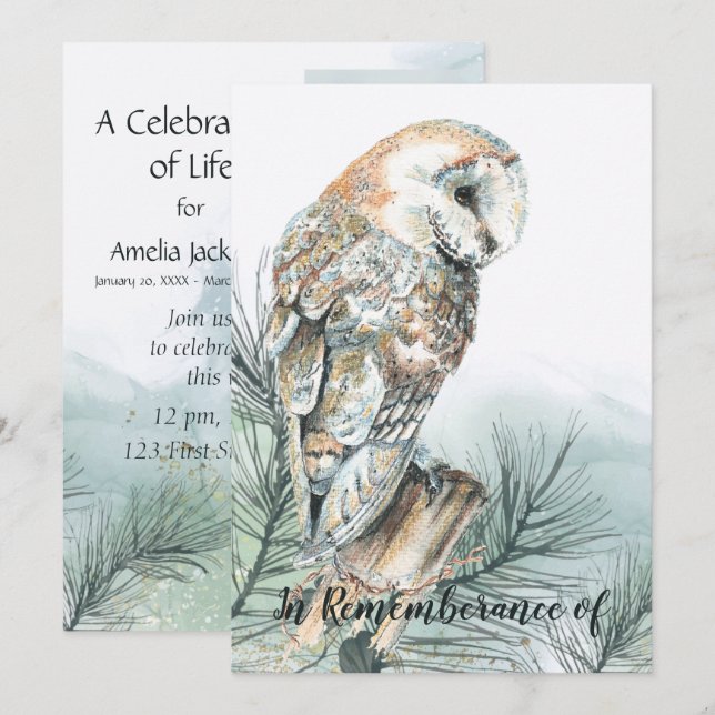 Firande i Life Barn Uggla Inbjudningar (Fram/baksida)