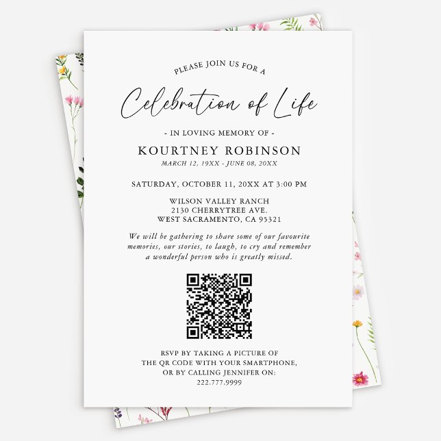 Firande i Life | Bevarande QR-kod Wildblomma Inbjudningar (Skapare uppladdad)