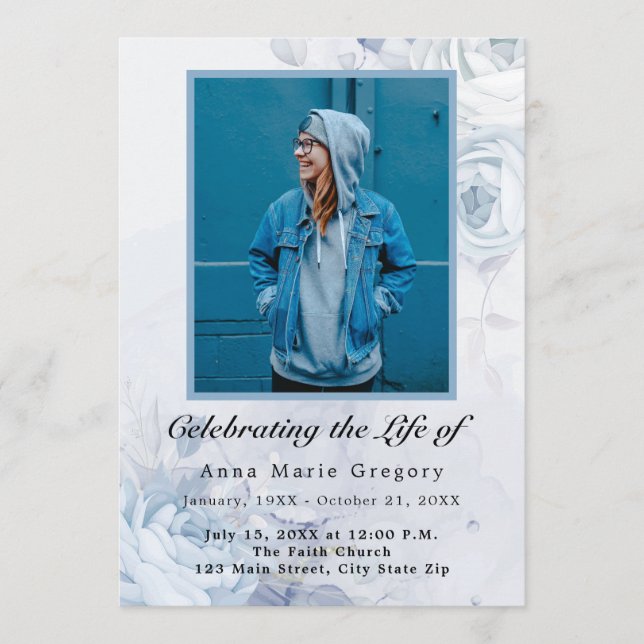 Firande i Life Blue Photo Elegant Blommigt Program (Framsida)