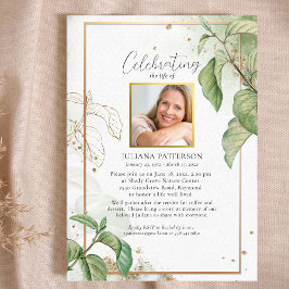 Firande i Life Elegant Foliage Funeral Photos Inbjudningar